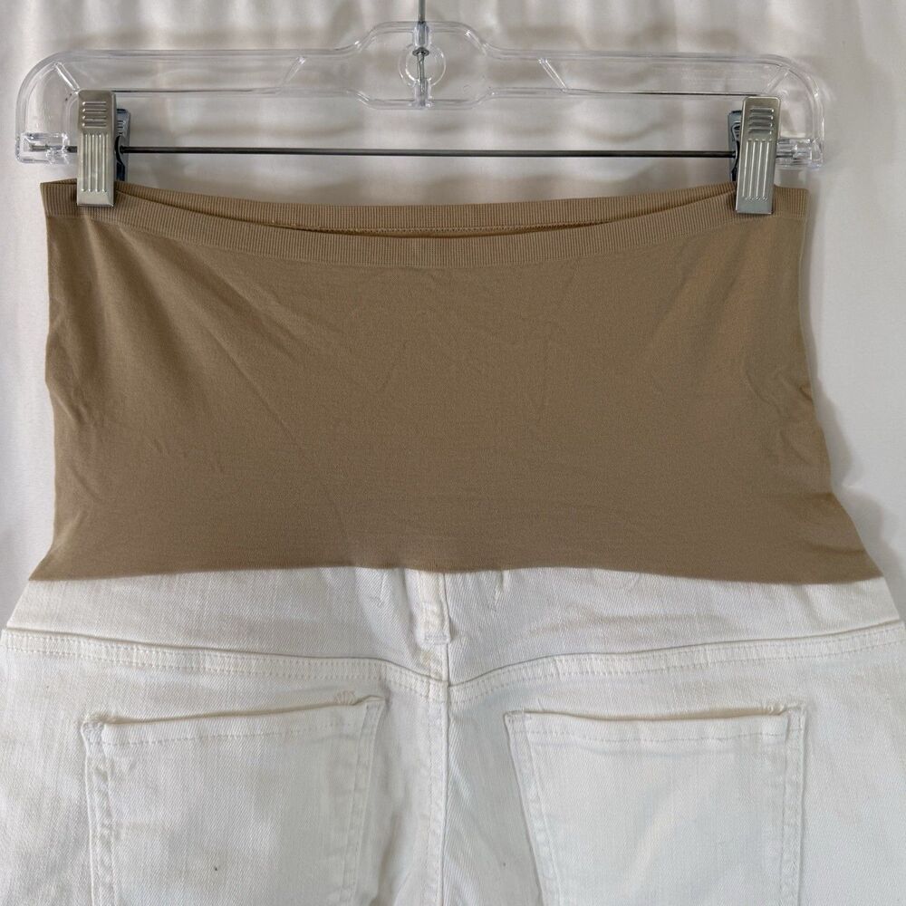 New Liz Lange Maternity Shorts Women's 6 White Pull On Cut Off 3.5" Inseam - Picture 5 of 10